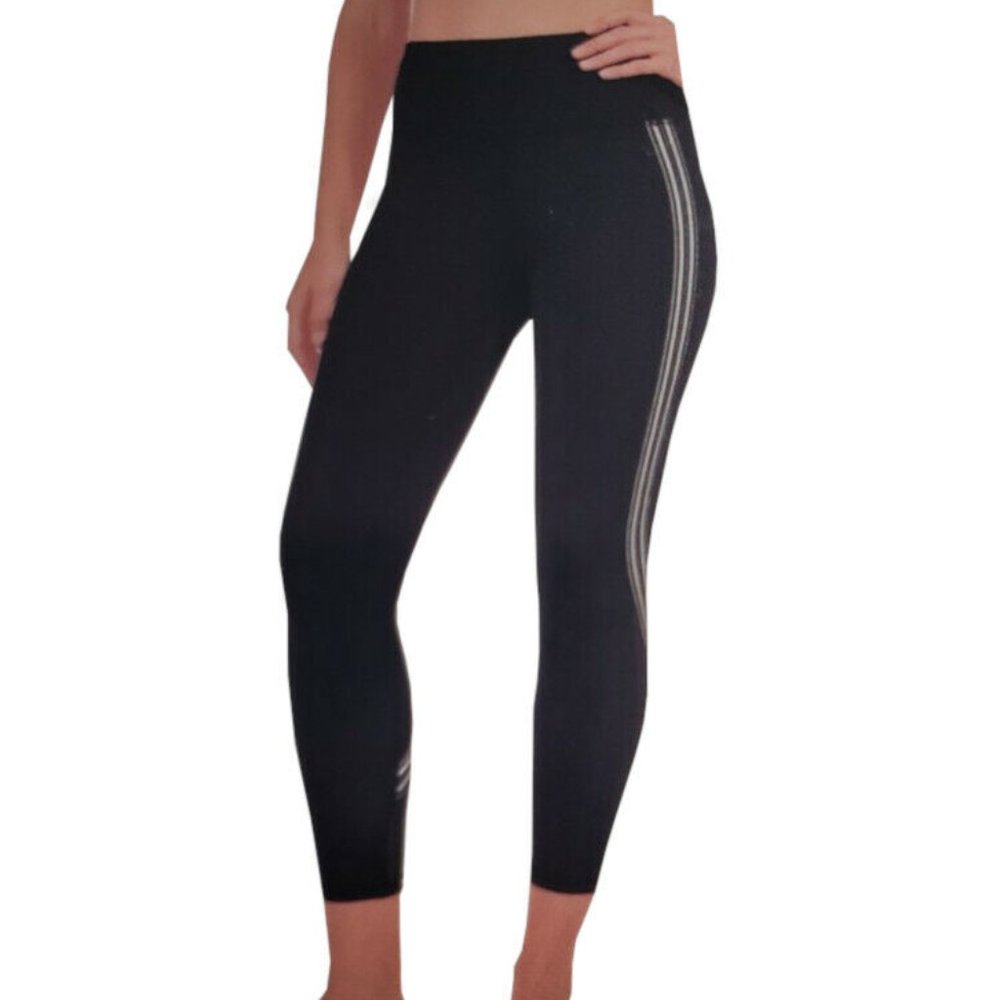 Active Life Womens Stripe Performance Leggings Black